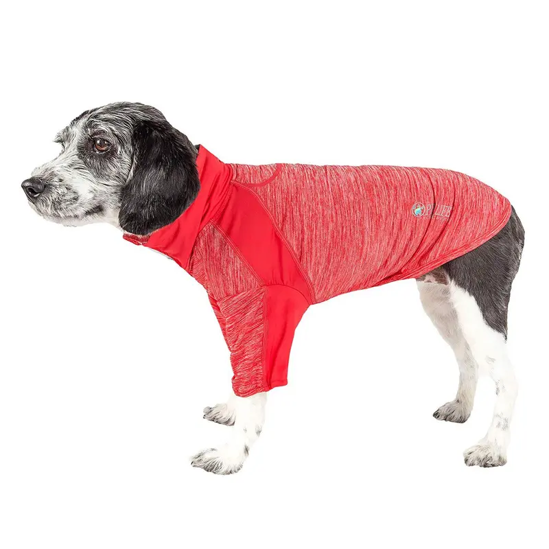 Pet Life ACTIVE Chewitt Wagassy Performance Long Sleeve Dog T-Shirt- Red