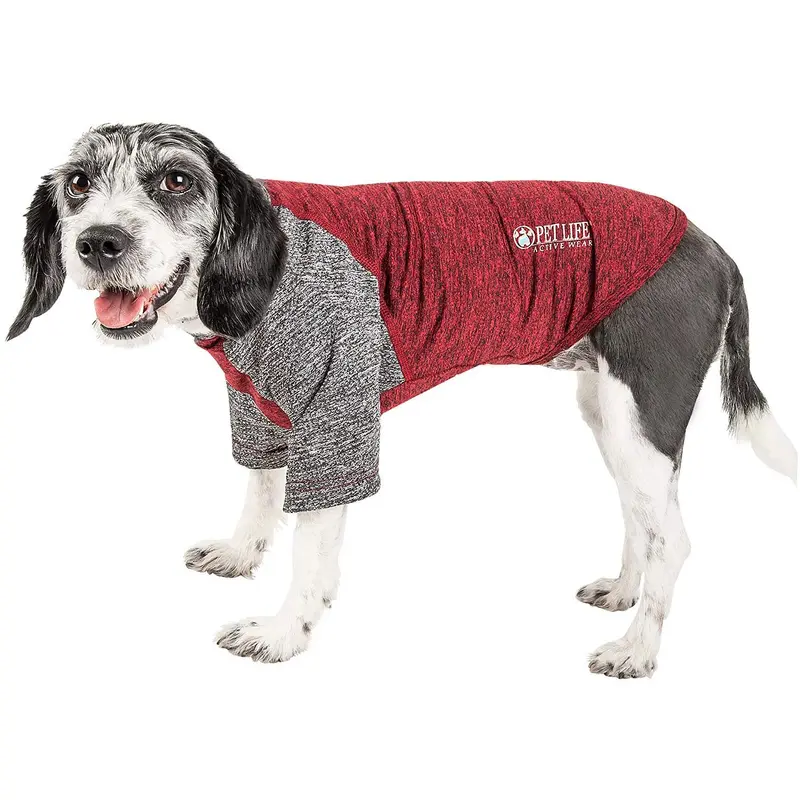 Pet Life ACTIVE Hybreed Two-Toned Performance Dog T-Shirt - Maroon and Gray