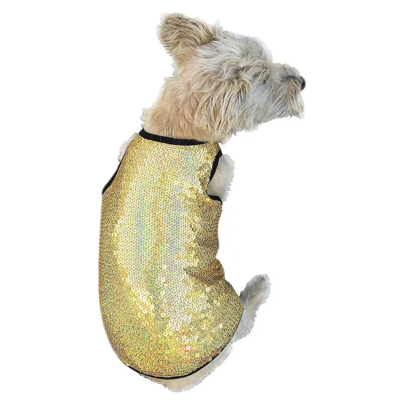 The Dog Squad Sequined Dog Tank - Gold Stardust