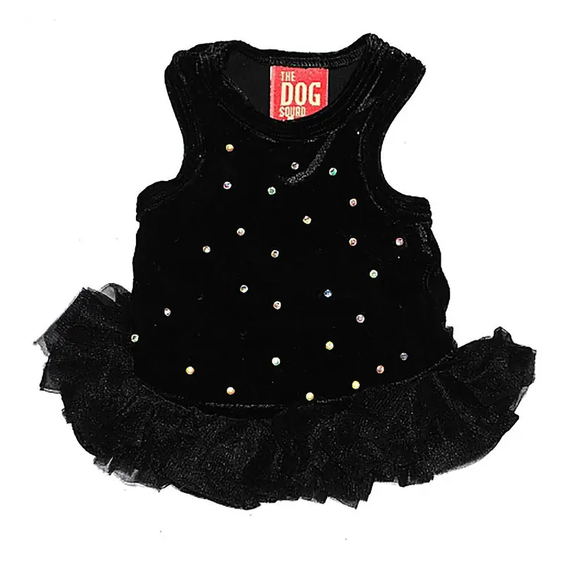 The Dog Squad Velvet Twinkle Tutu Dog Dress - Black