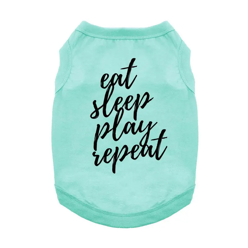 Eat, Sleep, Play, Repeat Dog Tank - Aqua