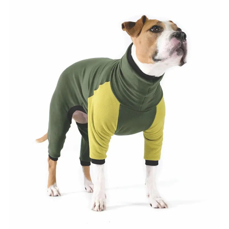 Gold Paw Stretch Fleece Dog Onesie - Hunter and Avocado