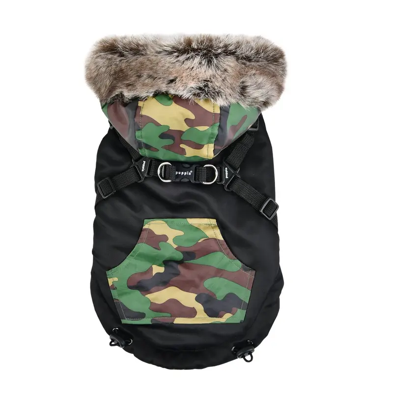 Orson Fleece Dog Vest By Puppia - Black and Camo