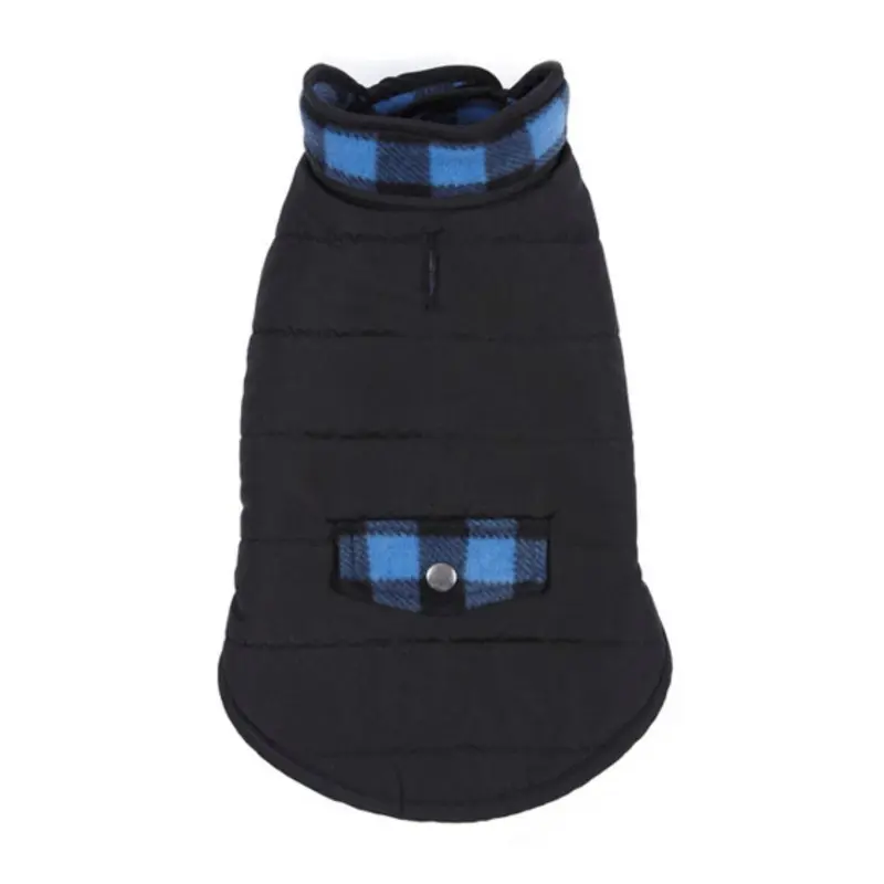 Casual Canine Reversible Dog Parka - Blue Plaid