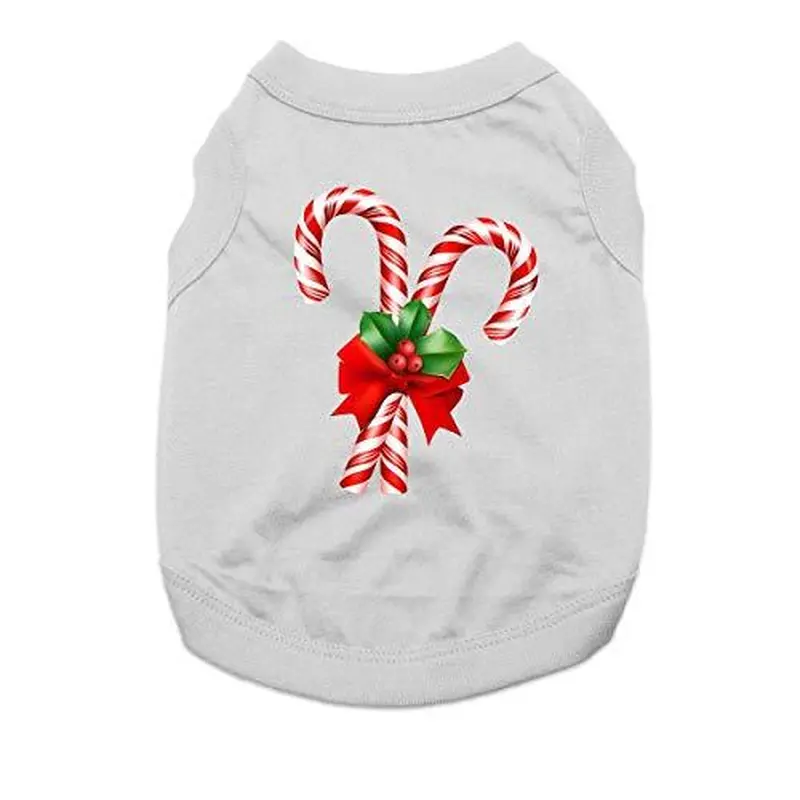 Candy Cane Holiday Dog Shirt - Gray