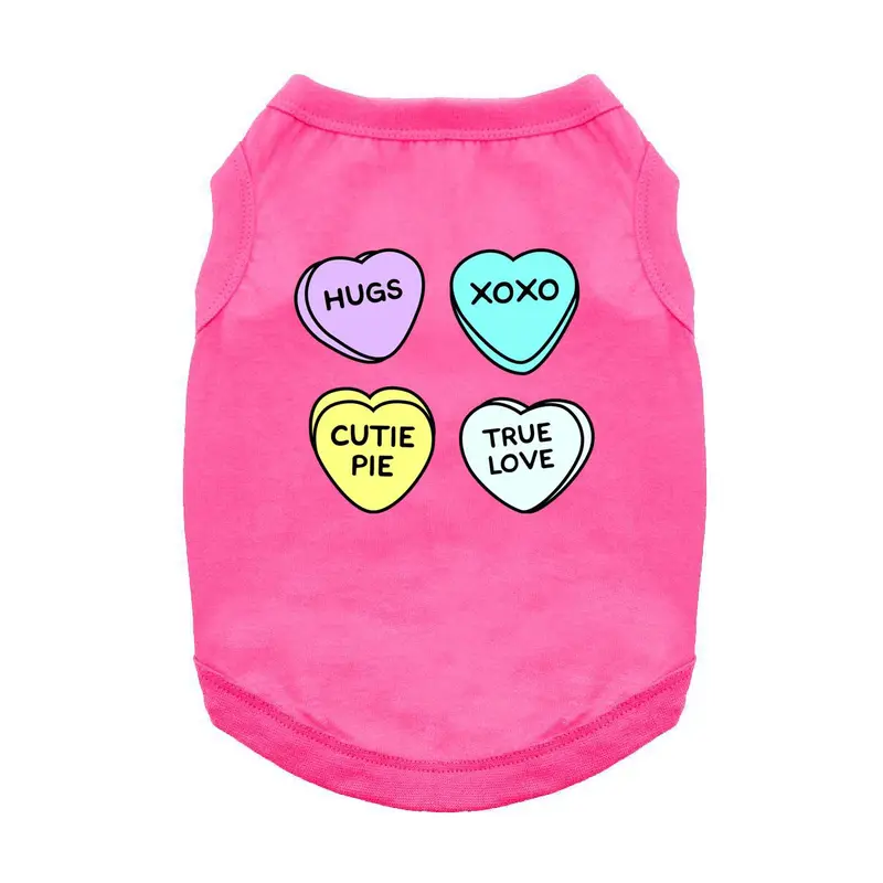 Conversation Hearts Valentine Dog Shirt - Rasberry