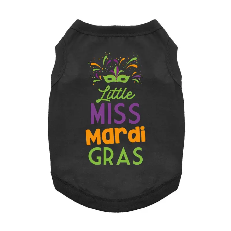 Little Miss Mardi Gras Dog Shirt - Black