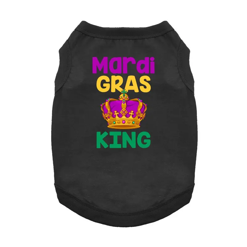 Mardi Gras King Dog Shirt - Black