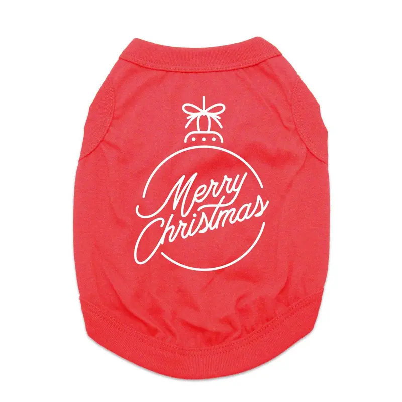 Merry Christmas Ornament Dog Shirt - Red
