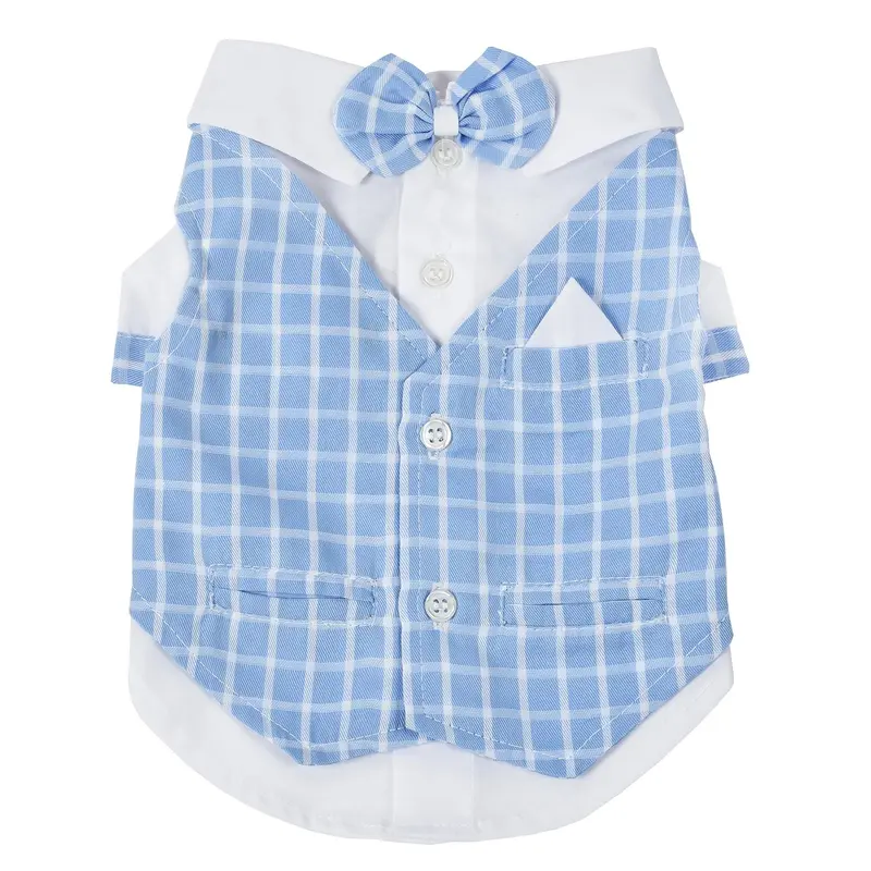 Oscar Newman License to Charm Dog Tuxedo - Baby Blue Plaid