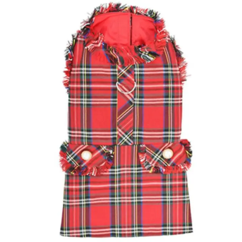 Parisian Pet Red Tartan Fringe Dog Dress
