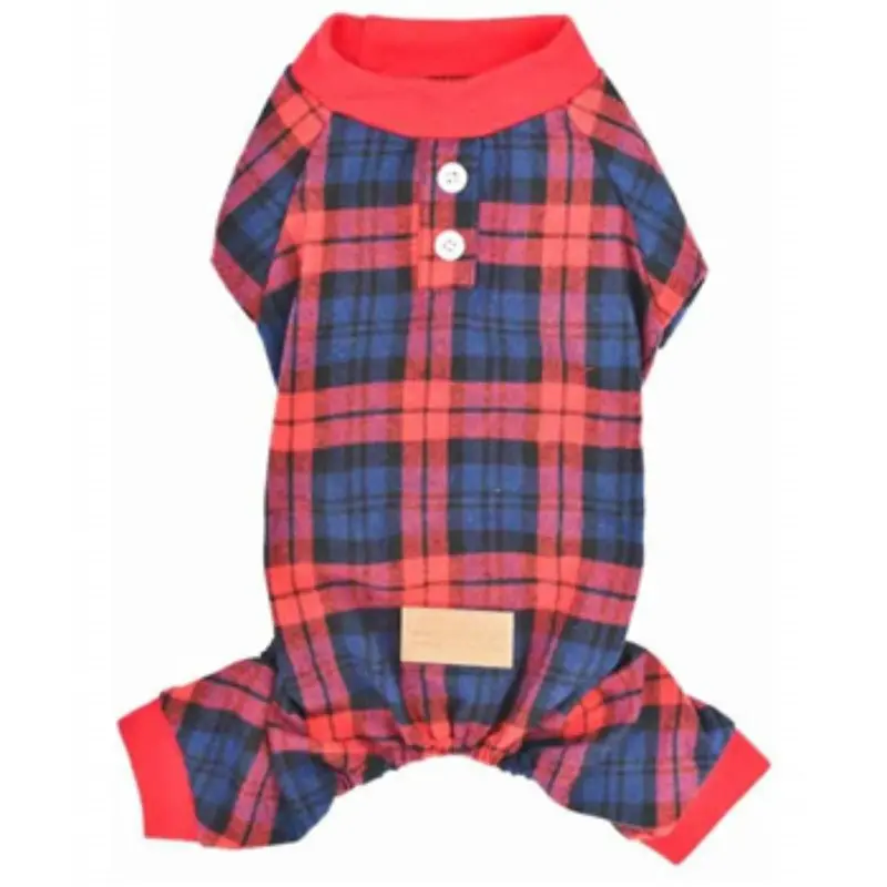 Parisian Pet Scottish Plaid Dog Pajamas - Red