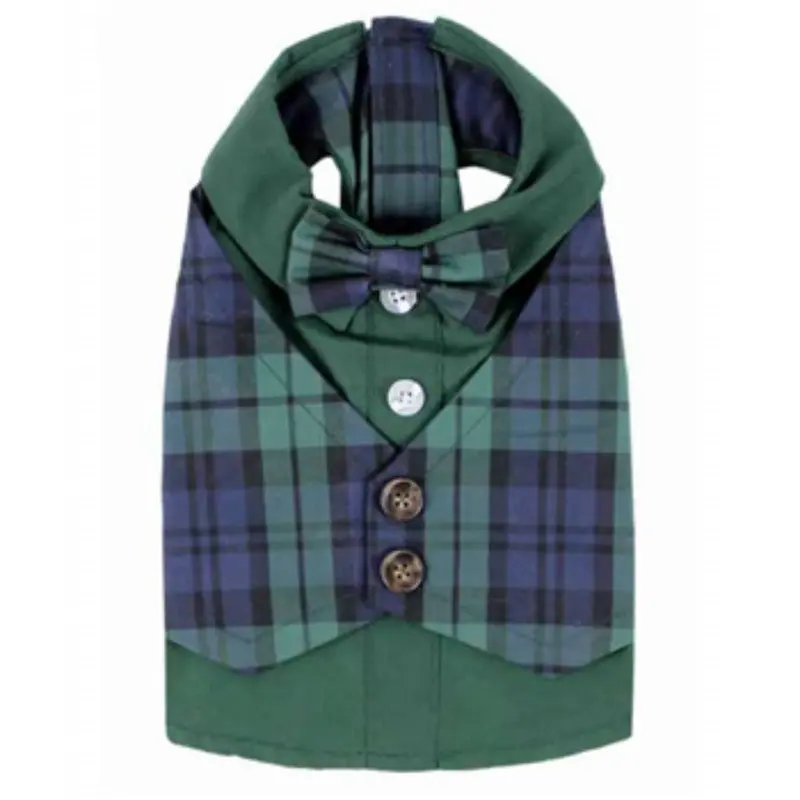 Parisian Pet Scottish Plaid Dog Tuxedo - Green and Blue