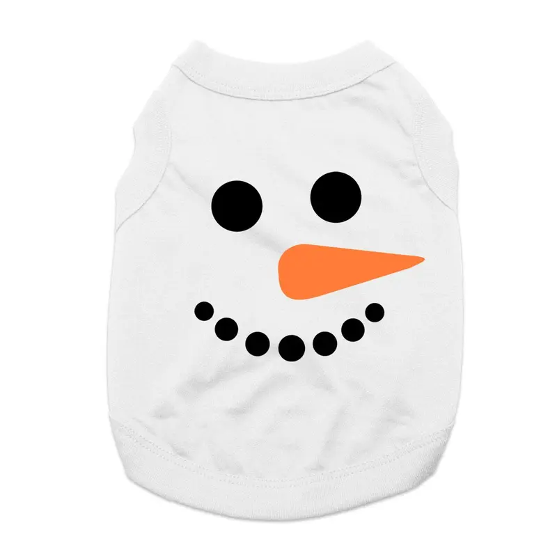 Snowman Face Dog Shirt - White
