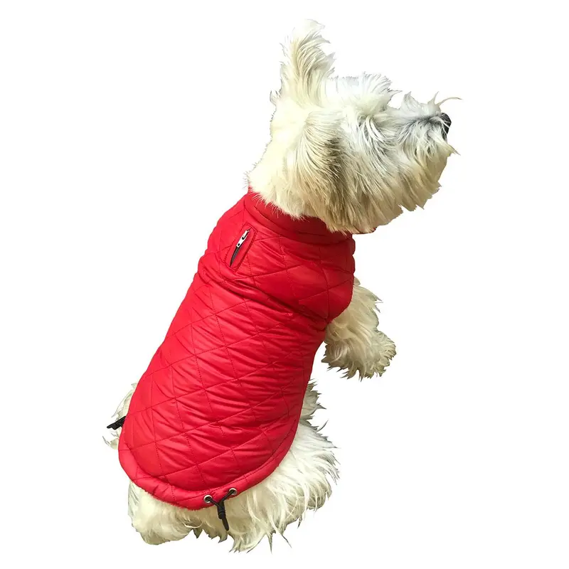 The Dog Squad Coco Puffer Diamond Quilted Dog Coat - Real Red