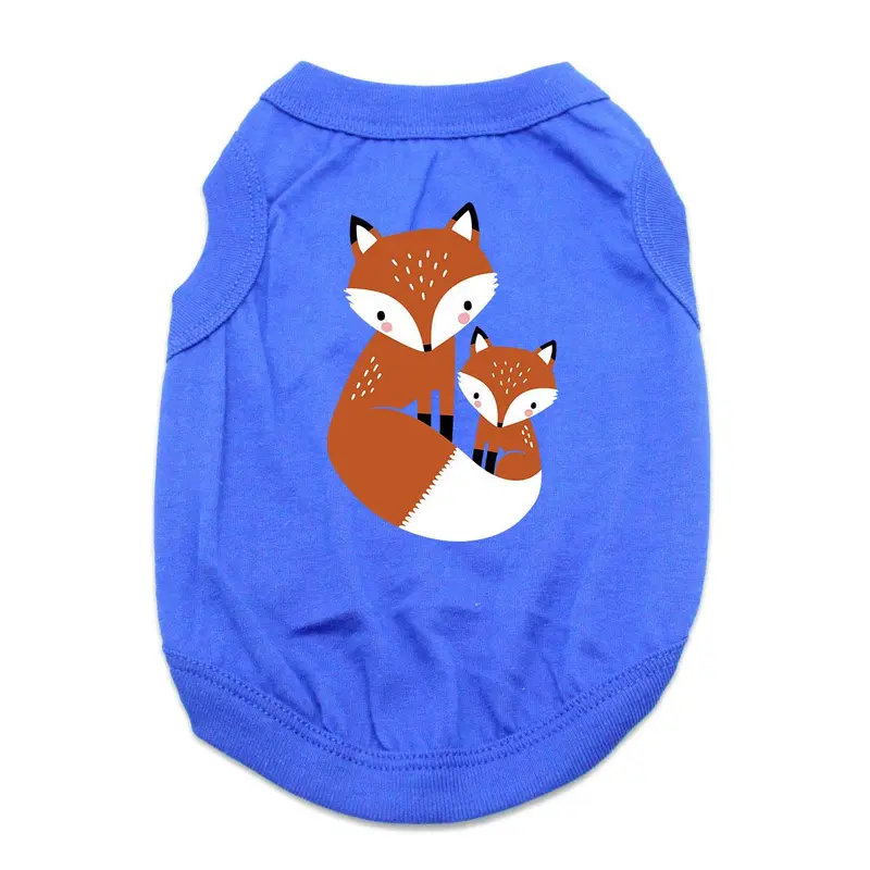 Cuddling Foxes Dog Shirt - Blue