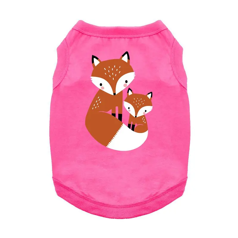 Cuddling Foxes Dog Shirt - Bright Pink