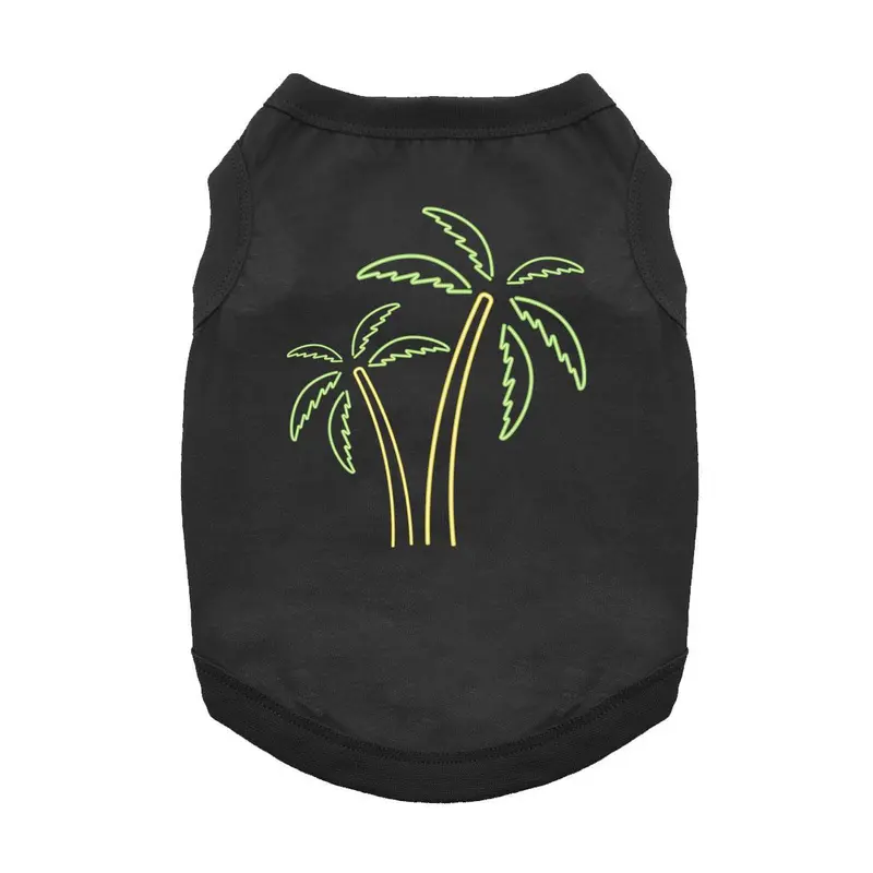 Neon Palm Trees Dog Shirt - Black
