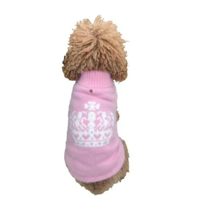 The Dog Squad Diana Luxury Rhinestone Crown Dog Sweater - Pink