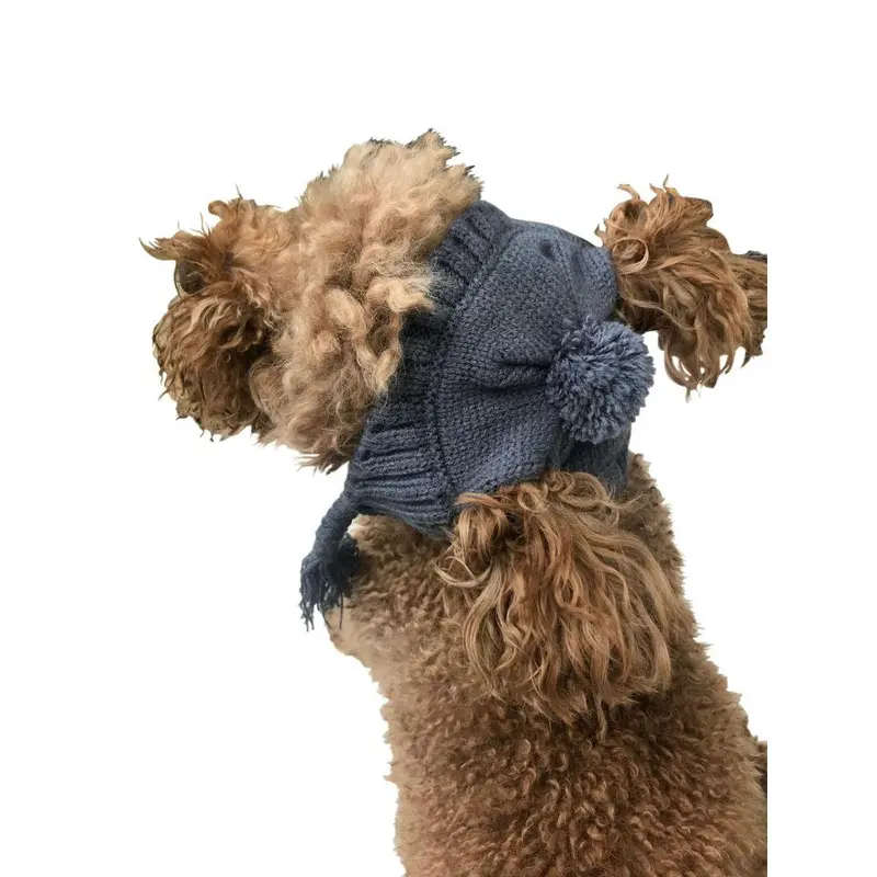 The Dog Squad Scottish Cable Knit Dog Hat - Charcoal Gray
