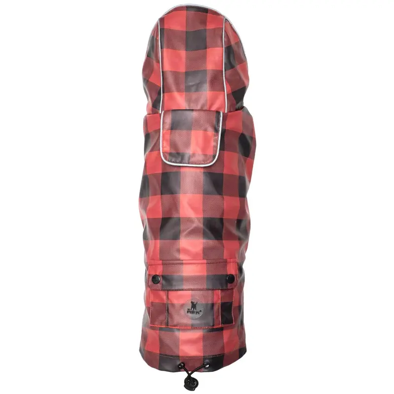 Worthy Dog London Dog Raincoat - Red Buffalo Plaid/Checkered