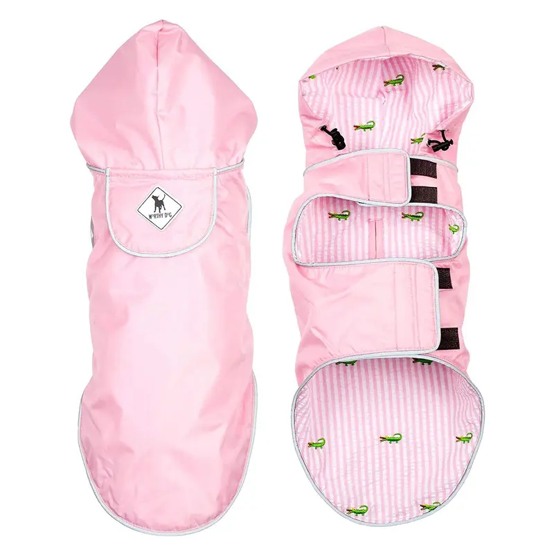 Worthy Dog Seattle Slicker Dog Raincoat - Pink/Alligator