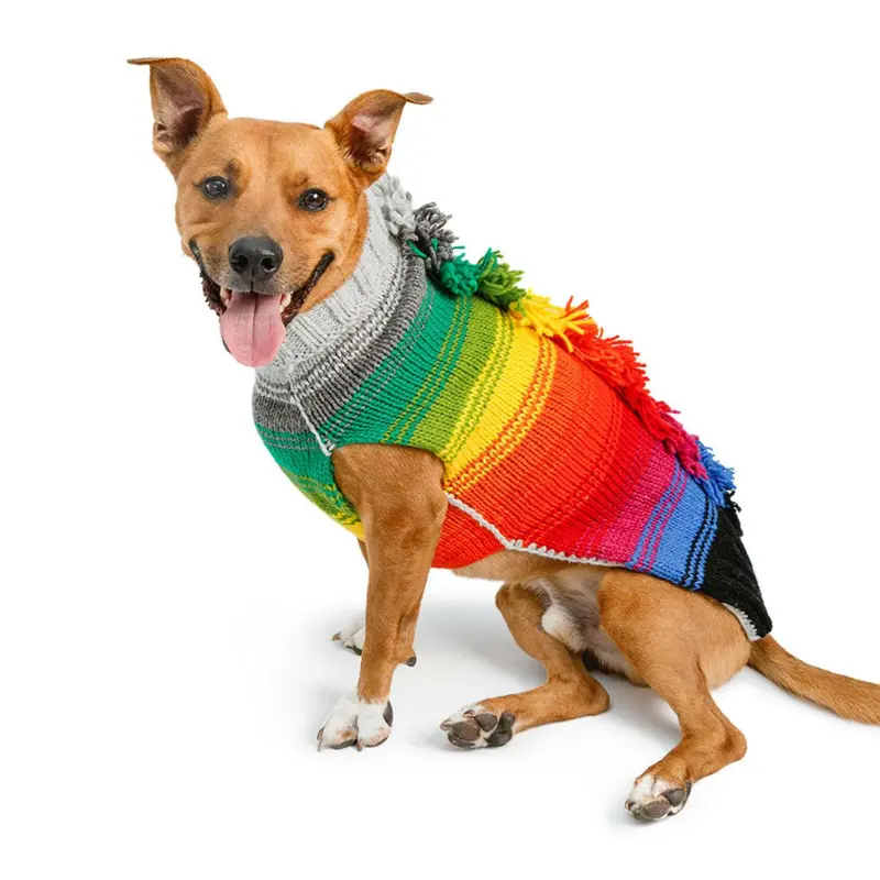 Chilly Dog Handmade Rainbow Mohawk Wool Dog Sweater