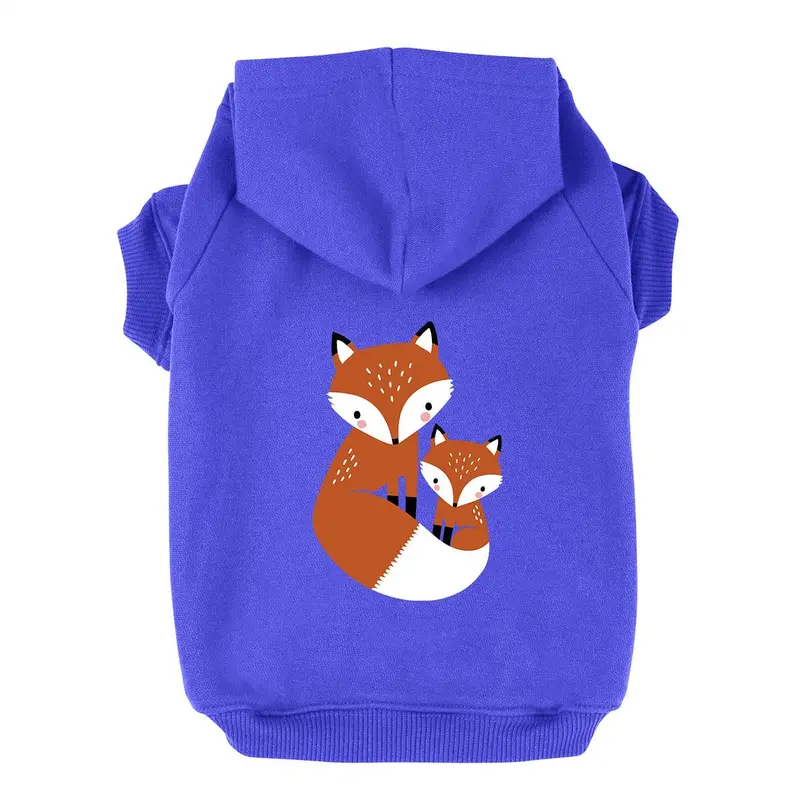 Cuddling Foxes Dog Hoodie - Blue