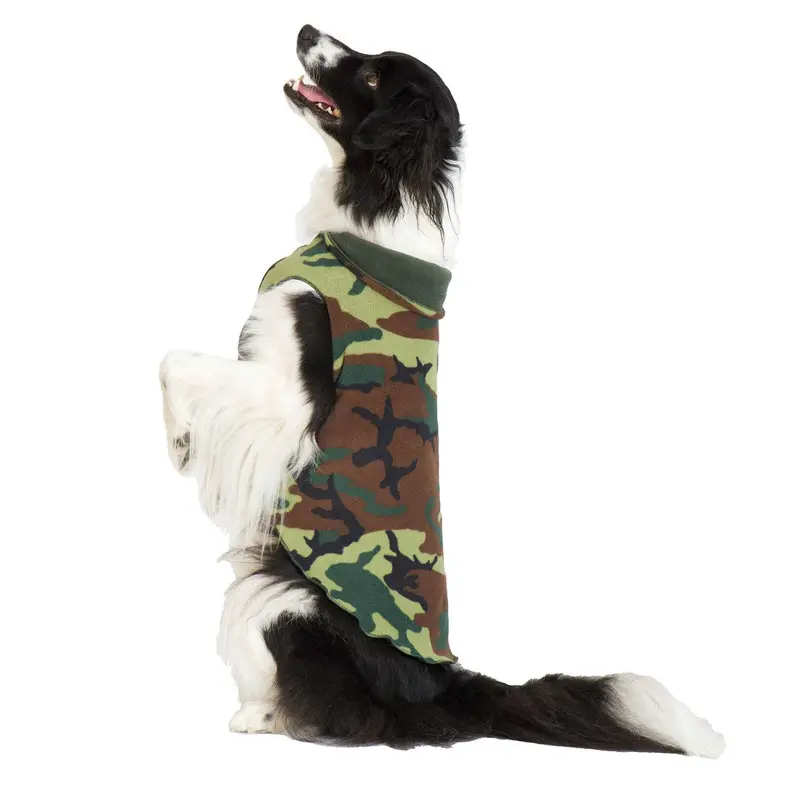 Gold Paw Reversible Double Fleece Dog Jacket - Camo/Hunter Green