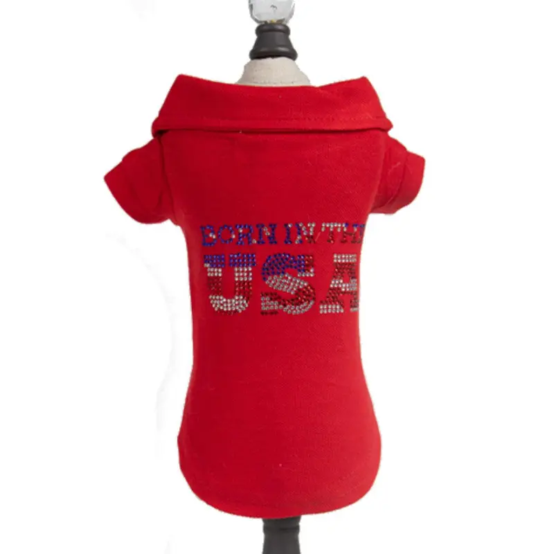 Hello Doggie Born in the USA Dog Polo - Red