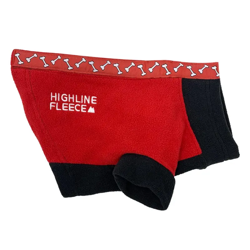 Highline Fleece Dog Coat by Doggie Design - Red and Black Rolling Bones