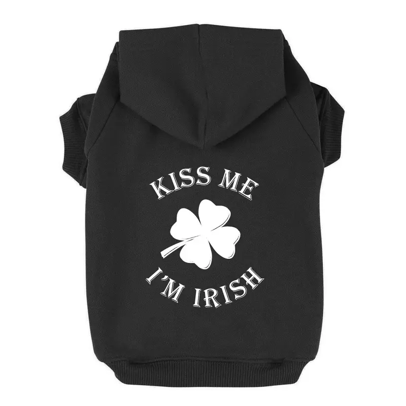 Kiss Me I'm Irish Dog Hoodie - Black