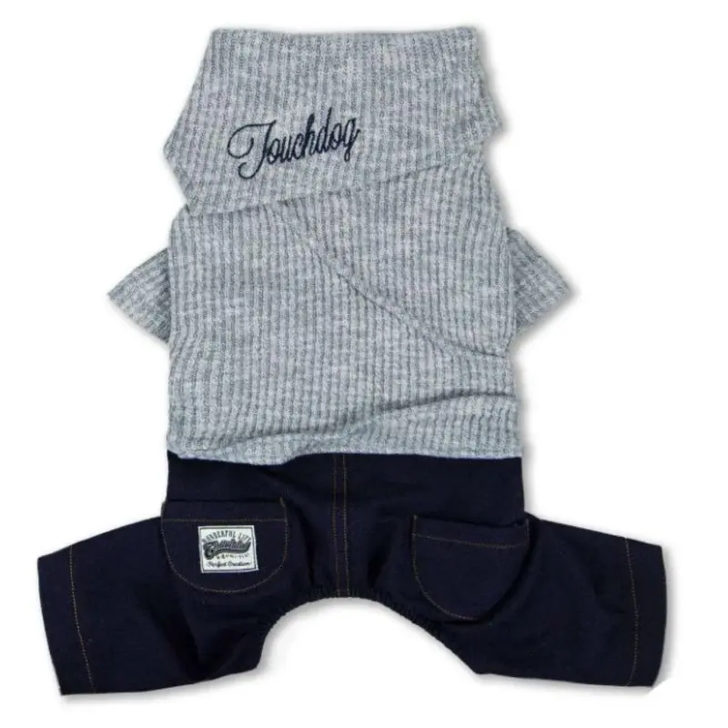 Pet Life Touchdog Vogue Dog Sweater Outfit - Gray