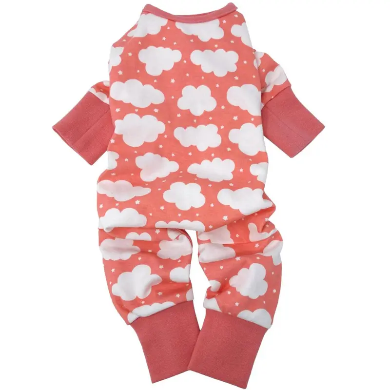 CuddlePup Dog Pajamas by Doggie Design - Coral Fluffy Clouds