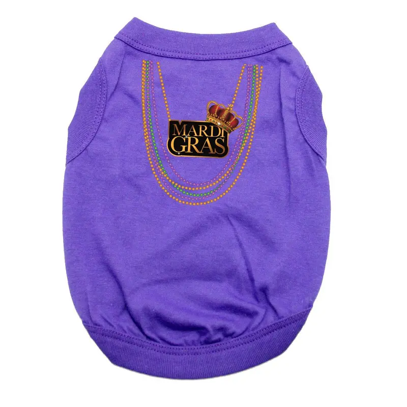 Mardi Gras Beads Dog Shirt - Purple