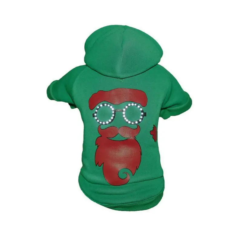 Pet Life LED Lighting Cool Santa Shades Dog Hoodie - Green