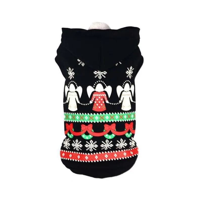Pet Life LED Lighting Patterned Holiday Dog Hoodie - Black