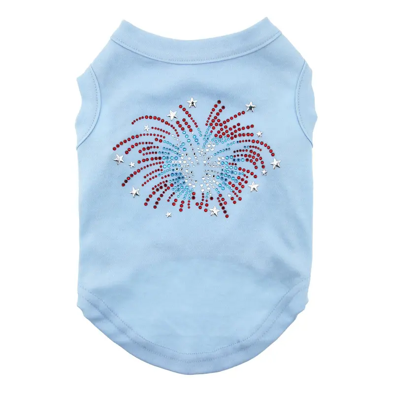 Fireworks Rhinestone Dog Tank Top - Baby Blue