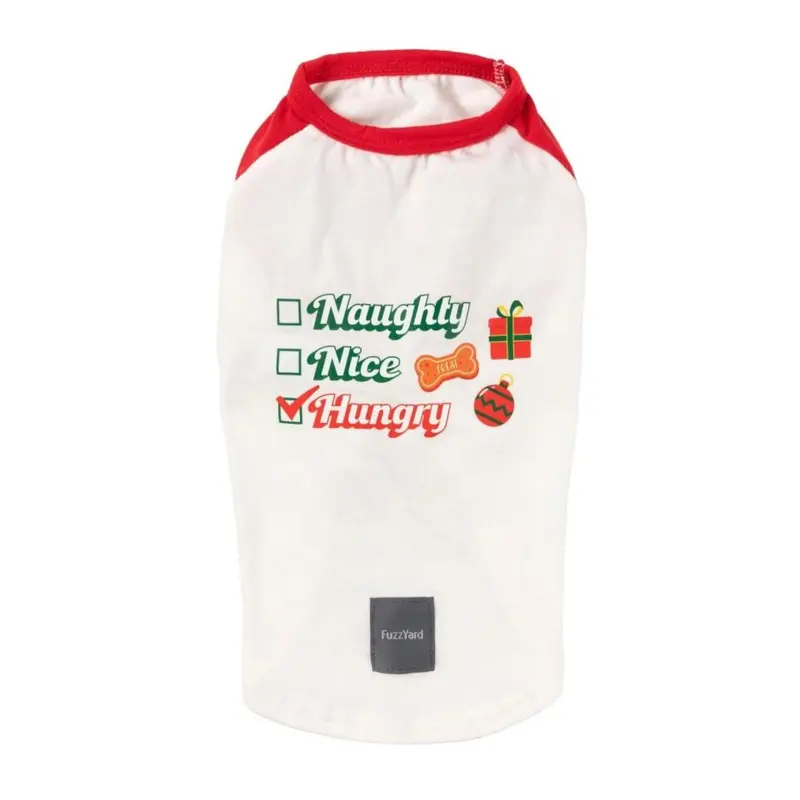 FuzzYard Holiday Dog T-Shirt - Naughty, Nice, Hungry