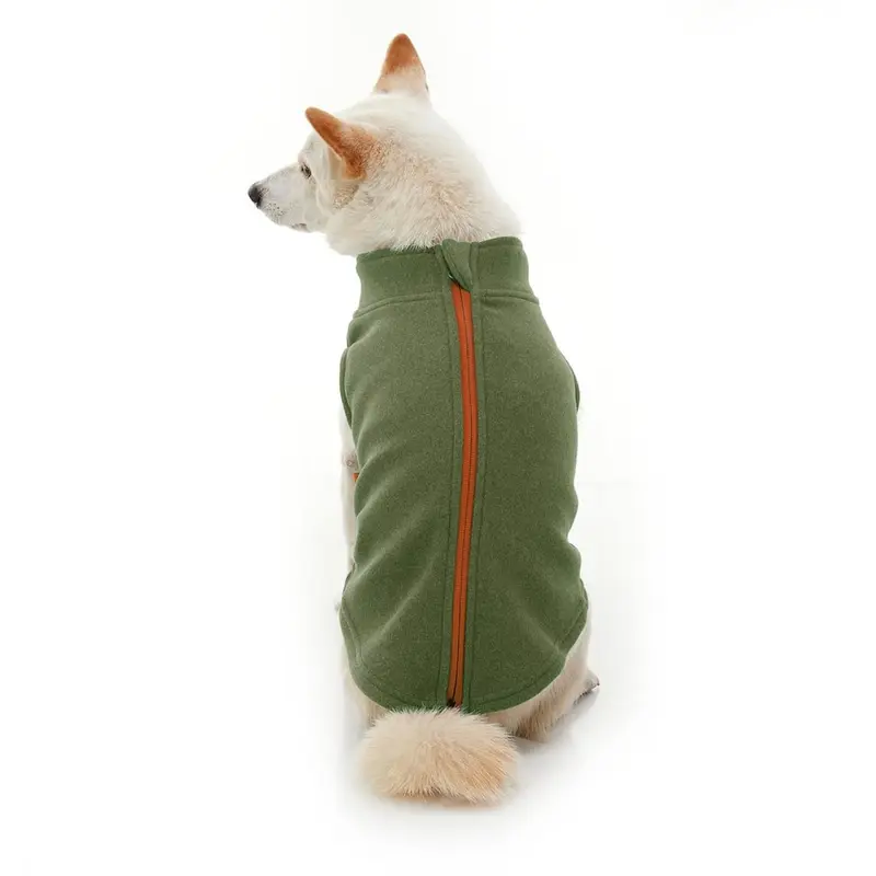 Gooby Zip Up Microfiber Fleece Dog Vest - Green