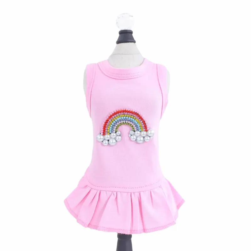 Hello Doggie Rainbow Dog Dress - Pink