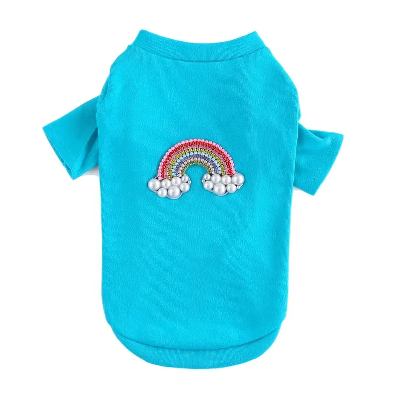 Hello Doggie Rainbow Dog T-Shirt - Aqua