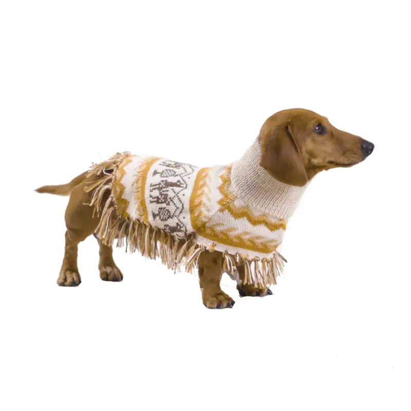 Alqo Wasi Llama Alpaca Dog Poncho - Natural