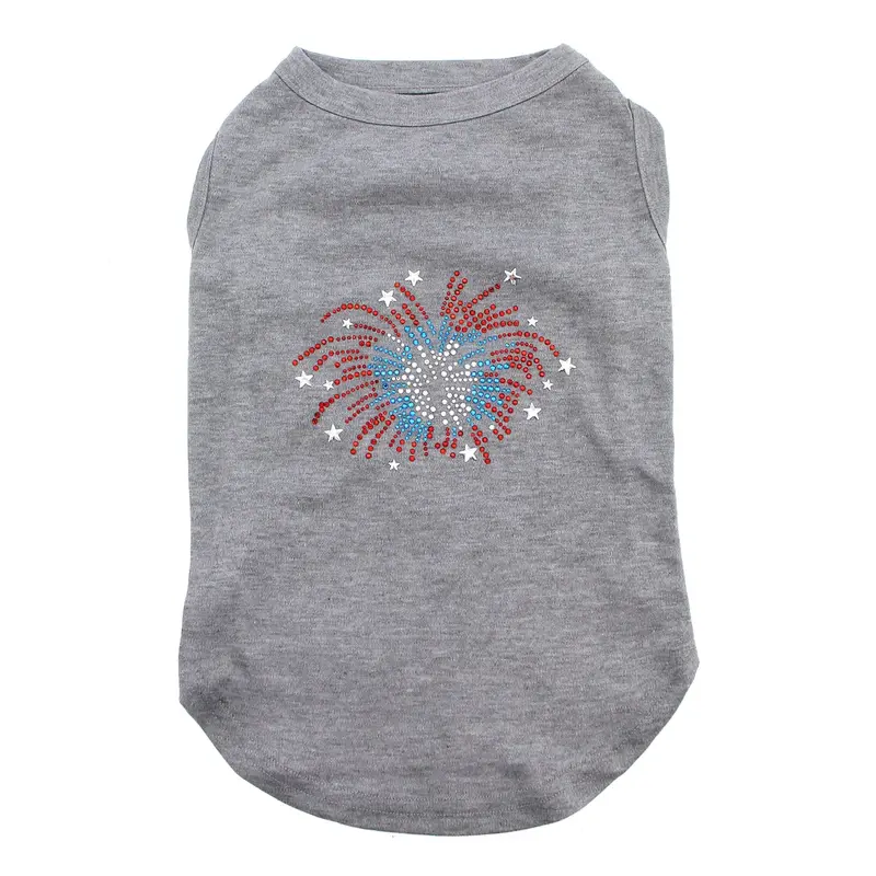 Fireworks Rhinestone Dog Tank Top - Gray
