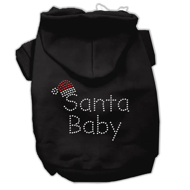 Mirage Rhinestone Santa Baby Dog Hoodie - Black