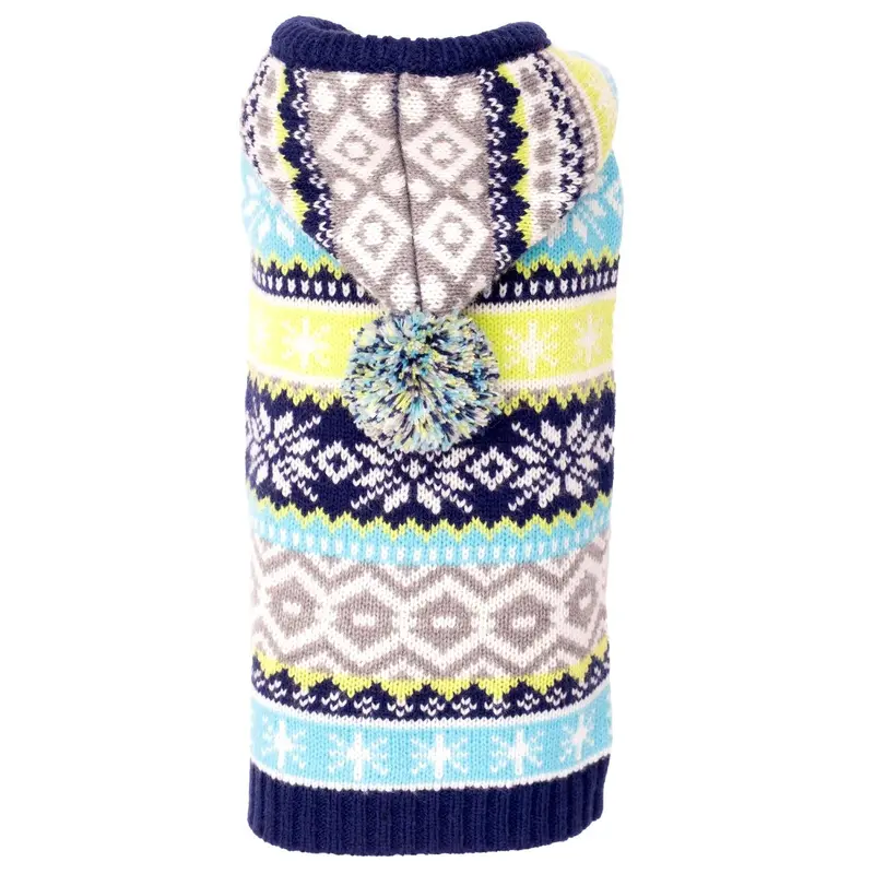 Worthy Dog Fair Isle Dog Hoodie - Blue