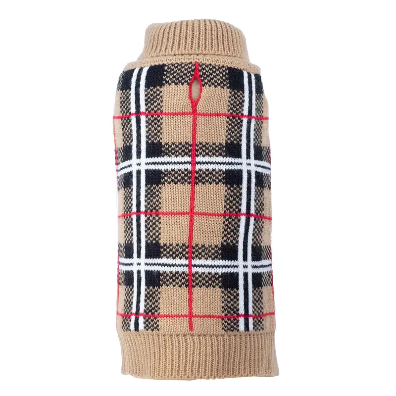 Worthy Dog Plaid Dog Sweater - Tan