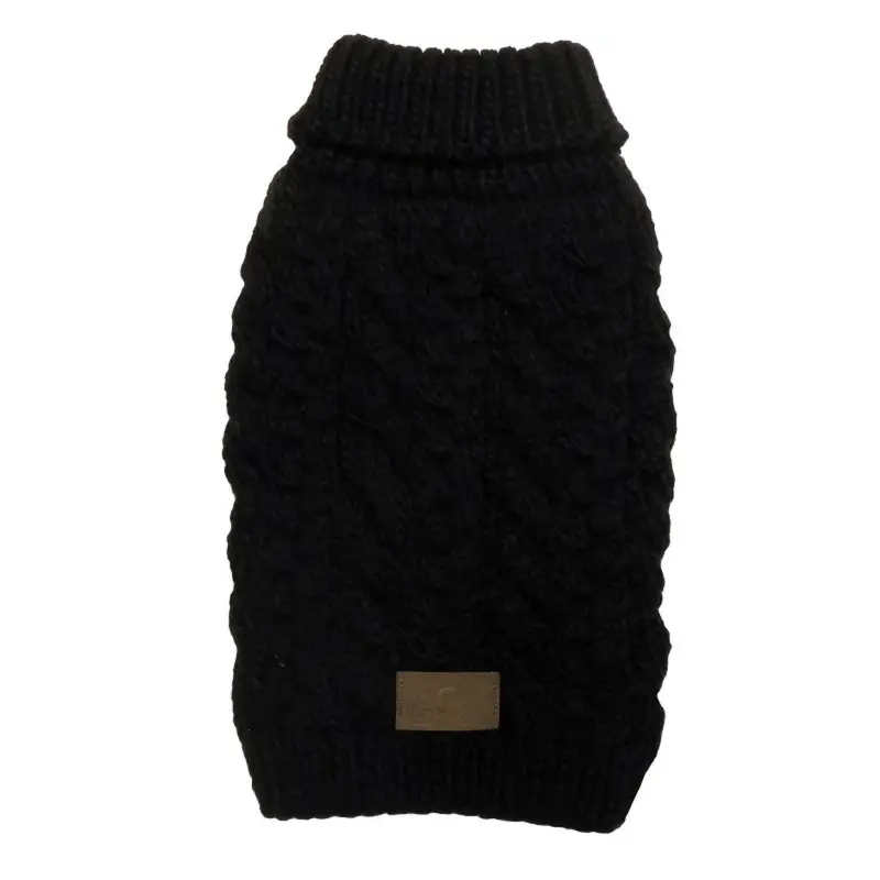 fabdog Wool Turtleneck Dog Sweater - Black