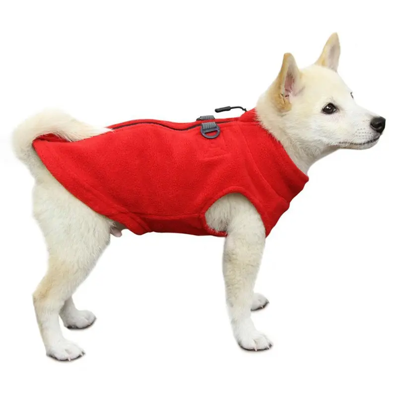 Gooby Zip Up Fleece Dog Vest - Red