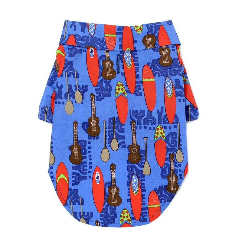 Hawaiian Camp Shirt by Doggie Design - Ukuleles and Surfboards 